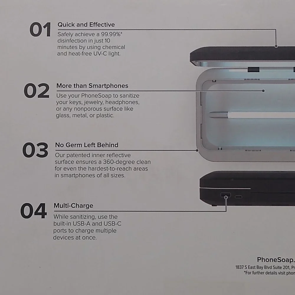 PhoneSoap 3 UV Sanitizer & Dual Universal Cell Phone Sanitizer & Charger (Black)